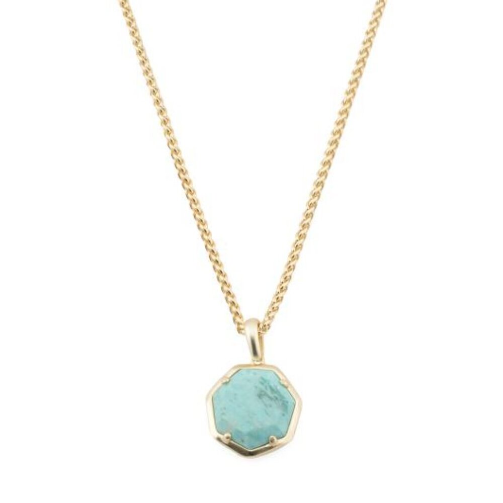 KENDRA SCOTT Gold Cynthia Sea Green Short Pendant Necklace